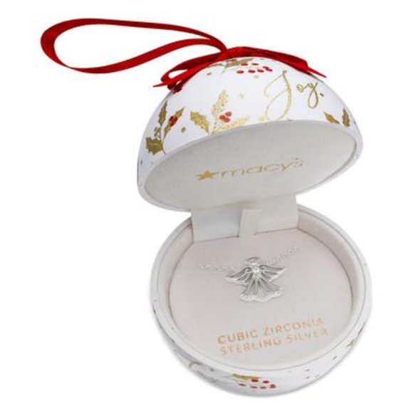 GIANI BERNINI Ornament Box with Cubic Zirconia Angel 18" Pendant Necklace in SS - Picture 1 of 3